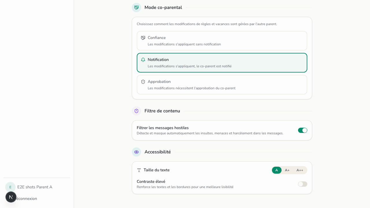 Accessibility preferences